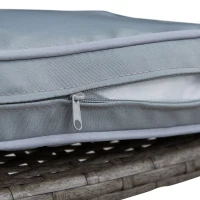 Outsunny 3 Pieces Patio Bar Set Wicker Garden Bistro Set Outdoor Furniture PE Rattan Table and Stools with Seat Cushion, Grey(m-7)