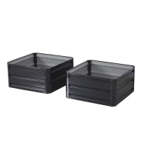 Outsunny 2pc 23.5" Elevated Herb & Vegetable Planting Box Kit w/ Versatile Uses, Dark Gray(m-7)