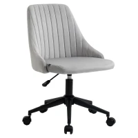 Vinsetto Mid-Back Office Chair, Velvet Fabric Swivel Scallop Shape Computer Desk Chair for Home Office or Bedroom, Grey(m-11)