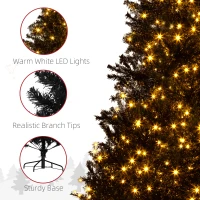 HOMCOM 7.5 FT Tall PreLit Artificial Christmas Tree with Realistic Branches, 500 Warm White LED Lights and 1346 Tips, Black(m-7)