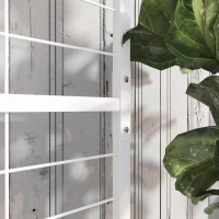 Outsunny Metal Tall Plant Stand with Trellis and Hanging Bar, Plant Holder for Indoor Outdoor Use, 35" x 12.8" x 74", White(m-9)