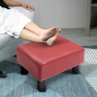 HOMCOM Modern Small Faux Leather Ottoman Footrest Sofa Side Stool Rectangle (Red)(m-1)