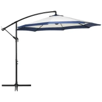 Outsunny 10FT Cantilever Umbrella, Offset Patio Umbrella with Crank and Cross Base for Deck, Backyard, Pool and Garden, Hanging Umbrellas, Navy Blue(m-1)