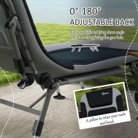 Outsunny Heavy Duty Camping Cot, Folding Bed with Soft Padded Cushion and 180° Adjustable Backrest, 400 lbs. Capacity, Gray(m-4)