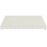 Outsunny 12' x 10' Electric Awning, Retractable Awning, UV Protection Sun Shade Shelter with Remote Controller and Manual Crank Handle for Deck, Balcony, Yard, Cream White(m-8)