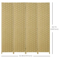 HOMCOM 5.6 Ft. Tall 4-Panel Room Divider, Paper Panel Freestanding Folding Privacy Screen Panels, Partition Wall Divider for Indoor Bedroom Office(m-3)