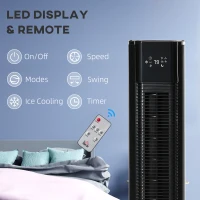 HOMCOM 42" Portable Evaporative Air Cooler, 3-In-1 Ice Cooling Fan Humidifier with Remote, Timer, Oscillating, LED Display, and 1.6 Gal Water Tank, Black(m-7)