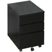 HOMCOM 3 Drawer Storage Cabinet, Mobile Desk Cabinet Under Desk with Wheels, Printer Stand for Home Office, Black(m-1)