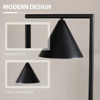 HOMCOM Floor Lamps for Living Room Bedroom Lighting, Modern Adjustable Standing Lamp, 13.75"x10.25"x60.25", Black(m-4)
