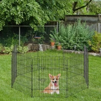 PawHut 30inch 8-Panel Octagon Pet Exercise Playpen Crate Foldable Dog Cage Pen Puppy Kennel, Black(m-8)