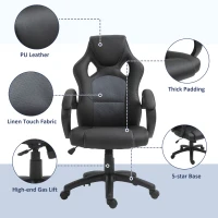 HOMCOM Racing Gaming Chair Office Chair Computer Desk Gamer Chair with Swivel Wheels, Padded Headrest, Tilt Function, Grey(m-7)