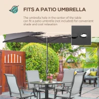 Outsunny 5 Pieces Patio Furniture Set, Outdoor Garden Conversation Set with Tempered Glass Table, 4 Swivel Chairs and Umbrella Hole, Grey(m-5)