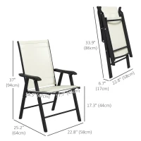 Outsunny 4-Piece Folding Chair Set for Relaxing on Patio Balcony Garden, Comfortable Outdoor Furniture with Armrests, Beige(m-3)