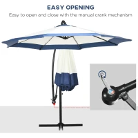 Outsunny 10FT Cantilever Umbrella, Offset Patio Umbrella with Crank and Cross Base for Deck, Backyard, Pool and Garden, Hanging Umbrellas, Navy Blue(m-4)