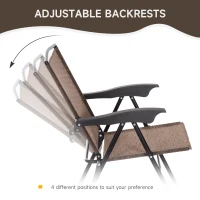 Outsunny Folding Outdoor Bistro Set, Patio Table and Chairs with Reclining Backrest and Round Dining Table, Brown(m-4)
