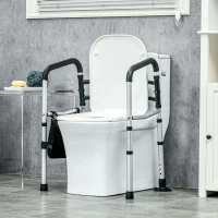 HOMCOM Toilet Safety Rails with Adjustable Height, Silver(m-10)
