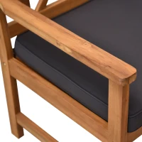 Outsunny 4 Piece Acacia Wood Outdoor Patio Furniture Set with 2 Armchairs, 1 Sofa, & 1 Coffee Table, Cushions Included(m-9)