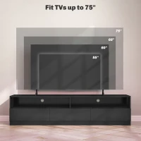 HOMCOM LED Lighted TV Stand for TVs up to 75", Modern TV Cabinet with Storage Drawers for Living Room, High Gloss Black(m-6)