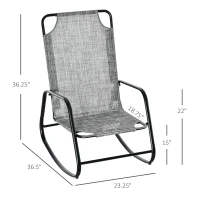 Outsunny Garden Rocking Chair, Outdoor Indoor Sling Fabric Rocker for Patio, Balcony, Porch, Grey(m-3)