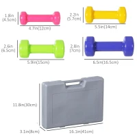 Soozier 22lbs. Colorful Dumbbell Weights Set Home Exercising Toning w/ Carry Case PU Cover Premium Weight Lifting Home Gym(m-3)