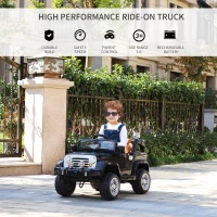Aosom 12V Kids Electric Toy Car Jeep Power Wheels with Remote Control Black(m-4)