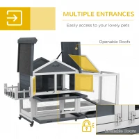 PawHut 65" Wooden Rabbit Hutch, Pet Playpen with Openable Roof & Storage Box for Rabbits and Small Animals, Gray(m-5)