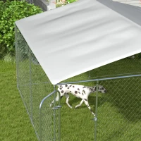 PawHut Dog Kennel Outdoor, Heavy Duty Playpen with Secure Lock, Cover, for Backyard & Patio, 13.1' x 13.1' x 7.5'(m-10)