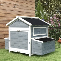 PawHut 11' x 5' x 3.5' Wooden Chicken Coop with Nesting Box, Run, Pull-out Tray, Perches for 2-4 Chickens, Dark Gray(m-8)