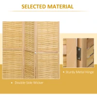 HOMCOM Hand Woven Room Divider, 3 Panel Bamboo Folding Privacy Screen for Home Office, 47.25"x67"x0.75", Natural(m-5)