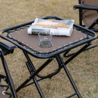 Outsunny Zero Gravity Chair Set with Side Table, Folding Reclining Chair with Cupholders & Pillows, Adjustable Lounge Chairs for Pool, Backyard, Lawn, Beach, Brown(m-8)