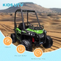 Aosom 12V Kids UTV with Music, Lights, MP3/USB, Suspension System, Remote Control, Green(m-6)