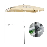 Outsunny 6.5x4ft Rectangle Patio Umbrella Aluminum Tilt Adjustable Garden Parasol Sun Shade Outdoor Canopy Beige(m-3)