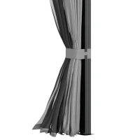 Outsunny 10' x 10' Metal Hardtop Gazebo with Mesh & Curtains, Double Roof, Gray(m-8)