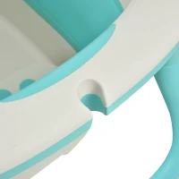 Qaba 4-IN-1 Folding Baby Bathtub 4pcs Esthetic Basin with Sucker Seat Non-Slip Support Safer Portable, Green(m-9)