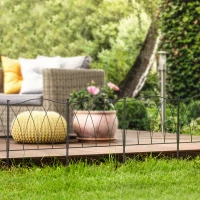 Outsunny 5PCs Outdoor Garden Fence Panels, Metal Wire Landscape Flower Bed Border Edging Animal Barrier, 24" x 10', Black(m-8)