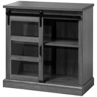 HOMCOM Buffet Cabinet Kitchen Storage Sideboard with Glass Sliding Door, Adjustable Shelf for Dining Room, Gray(m-11)