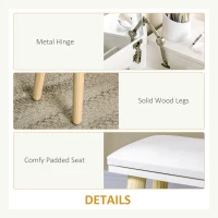 HOMCOM Makeup Vanity Desk with Flip Top Mirror and Cushioned Stool, Dressing Table Writing Desk with 2 Drawers and Storage Grids for Bedroom (White)(m-7)