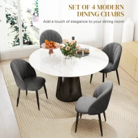 HOMCOM Modern Dining Chairs Set of 4, Upholstered Dining Room Chairs with Metal Legs, Shell Backrest, Padded Seat, Dark Grey(m-4)