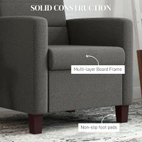 HOMCOM Fabric Accent Chair, Modern Armchair with Seat Cushion and Non-Slip Pads for Living Room, Bedroom, Dark Grey(m-6)