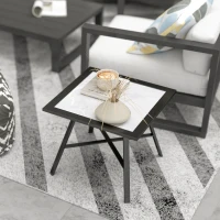Outsunny Small Outdoor Side Table, Patio Side Table with SPC Tabletop for Garden, Patio, Lawn, Grey(m-7)