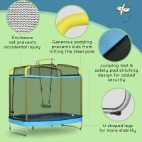 Qaba 6.9FT Kids Trampoline with Safety Net, Gymnastics Bar, Swing, Toddler Trampoline for 3+ Years Old Indoor/Outdoor(m-4)