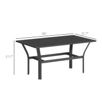 Outsunny Outdoor Coffee Table with Slatted Tabletop, All-Weather Rectangle Metal Patio Coffee Table for Garden, Black(m-3)