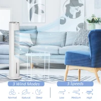 HOMCOM 42" 3-In-1 Evaporative Air Cooler with Water Tank, Ice Cooling Fan with Humidifier, 52° Oscillating Portable Swamp Cooler for Home Office, 3 Modes, 3 Speeds, 12H Timer, Remote, White(m-6)