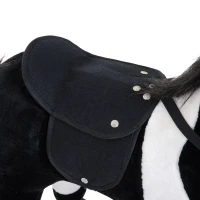 Qaba Kids Rocking Toy Ride on Horse Walking Pony Plush Neigh Sound w/ Wheel, Black(m-6)