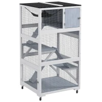 PawHut Catio, Outdoor Cat Enclosure House on Wheels with Hammock, Gray(m-11)