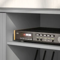 HOMCOM TV Stand with Storage for 55 Inch TV, Modern TV Cabinet with 2 Open Shelves and 2 Cabinets for Living Room, Grey(m-10)