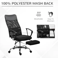 Vinsetto Office Chair High Back Mesh Executive Computer Desk Napping Seat, Height Adjustable, Swivel with Footrest and Lumbar Support(m-7)