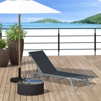 Outsunny Sun Lounger, Outdoor Chaise Lounge with 5-Position Backrest for garden, Black(m-8)