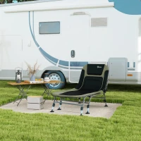 Outsunny Heavy Duty Camping Cot, Folding Bed with Soft Padded Cushion and 180° Adjustable Backrest, 400 lbs. Capacity, Green(m-10)