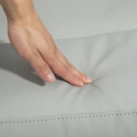 HOMCOM PU Leather Manual Recliner Sofa, Double Reclining Loveseat with Pullback Control Footrest for Living Room, Light Grey(m-10)